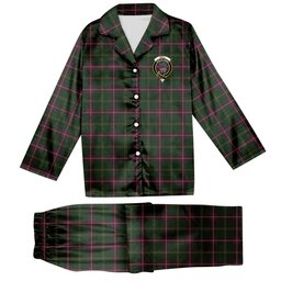 ScotsTee Shop Scottish Hall from Springbrook and Newtown Crest Tartan Pajama Satin Velvet Flannel Pajama Set