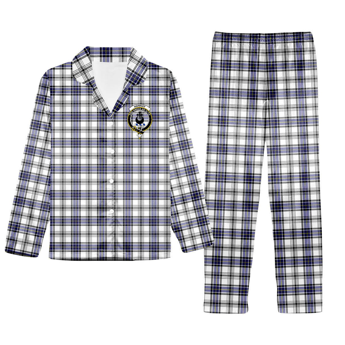 ScotsTee Shop Scottish Hannay SC Crest Tartan Pajama Satin Velvet Flannel Pajama Set