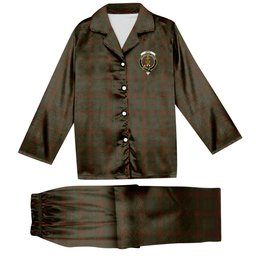 ScotsTee Shop Scottish Gray Crest Tartan Pajama Satin Velvet Flannel Pajama Set