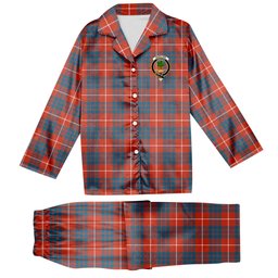 ScotsTee Shop Scottish Hamilton Ancient Crest Tartan Pajama Satin Velvet Flannel Pajama Set