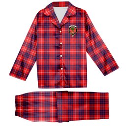 ScotsTee Shop Scottish Hamilton Modern Crest Tartan Pajama Satin Velvet Flannel Pajama Set