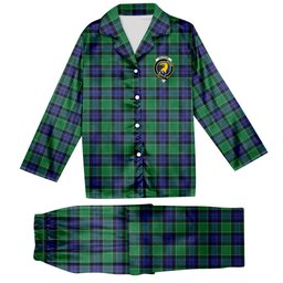 ScotsTee Shop Scottish Haldane Crest Tartan Pajama Satin Velvet Flannel Pajama Set