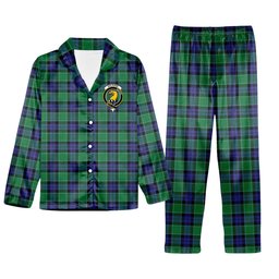ScotsTee Shop Scottish Haldane Crest Tartan Pajama Satin Velvet Flannel Pajama Set