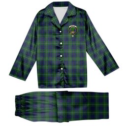 ScotsTee Shop Scottish Hamilton Green Hunting Crest Tartan Pajama Satin Velvet Flannel Pajama Set