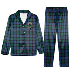 ScotsTee Shop Scottish Ferguson of Balquhidder Modern Crest Tartan Pajama Satin Velvet Flannel Pajama Set