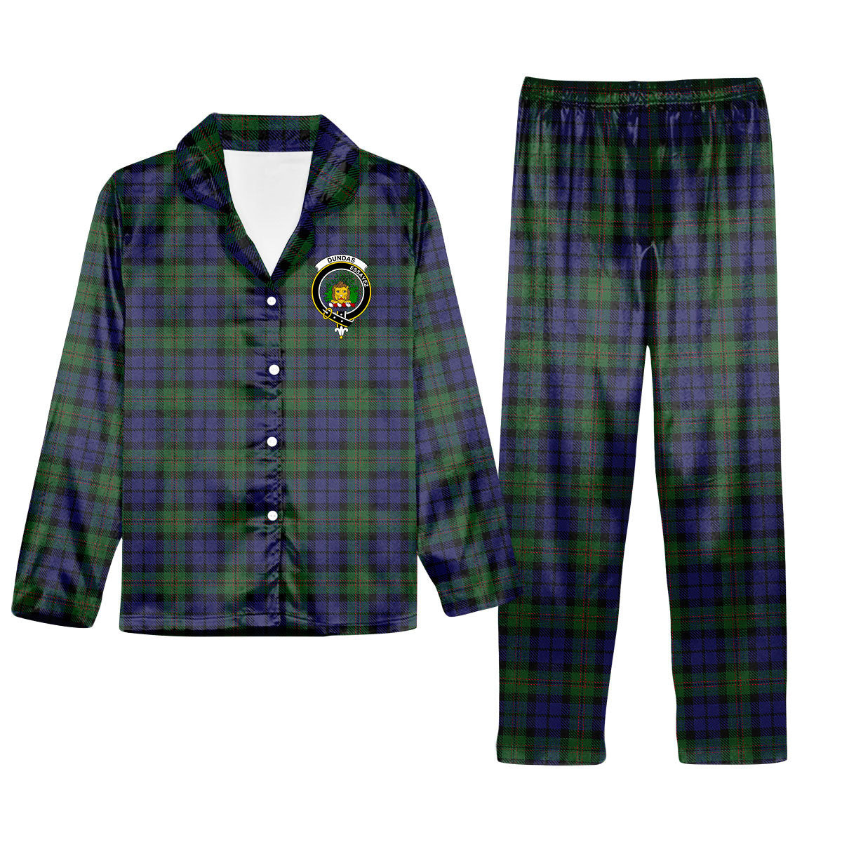 ScotsTee Shop Scottish Dundas 2 Crest Tartan Pajama Satin Velvet Flannel Pajama Set