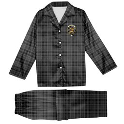 ScotsTee Shop Scottish Drummond Grey Crest Tartan Pajama Satin Velvet Flannel Pajama Set