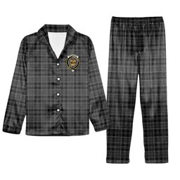 ScotsTee Shop Scottish Drummond Grey Crest Tartan Pajama Satin Velvet Flannel Pajama Set