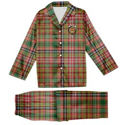 ScotsTee Shop Scottish Drummond of Strathallan Ancient Crest Tartan Pajama Satin Velvet Flannel Pajama Set