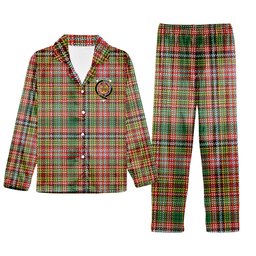 ScotsTee Shop Scottish Drummond of Strathallan Ancient Crest Tartan Pajama Satin Velvet Flannel Pajama Set