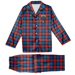 ScotsTee Shop Scottish Graham of Menteith Red Ancient Crest Tartan Pajama Satin Velvet Flannel Pajama Set