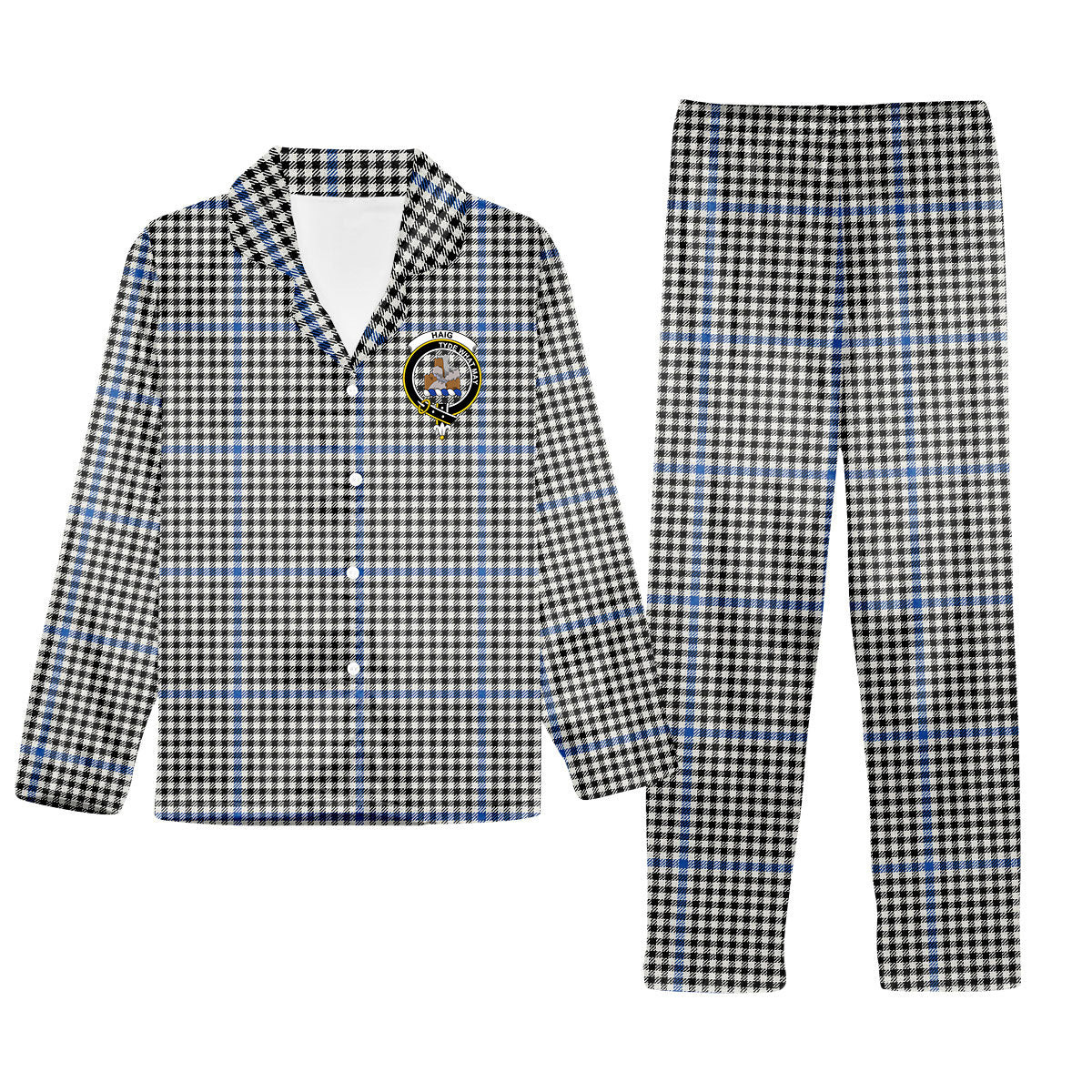 ScotsTee Shop Scottish Haig Modern Crest Tartan Pajama Satin Velvet Flannel Pajama Set