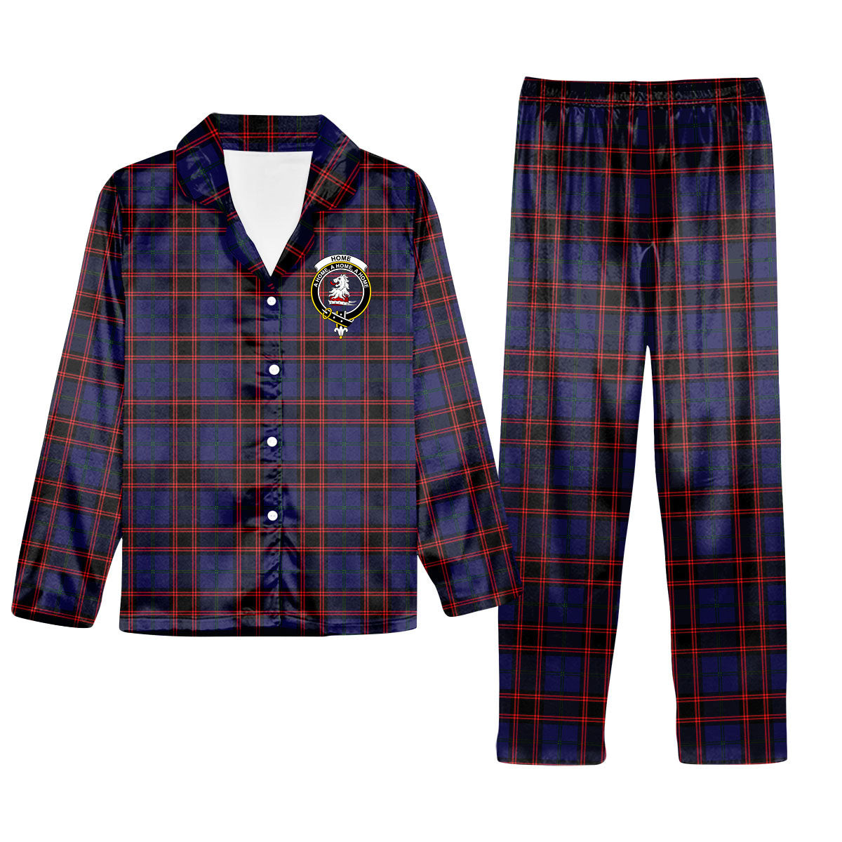 ScotsTee Shop Scottish Home Modern Crest Tartan Pajama Satin Velvet Flannel Pajama Set
