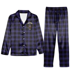 ScotsTee Shop Scottish Dunlop Crest Tartan Pajama Satin Velvet Flannel Pajama Set