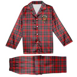 ScotsTee Shop Scottish Drummond of Perth Modern Crest Tartan Pajama Satin Velvet Flannel Pajama Set