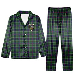 ScotsTee Shop Scottish Duncan Crest Tartan Pajama Satin Velvet Flannel Pajama Set