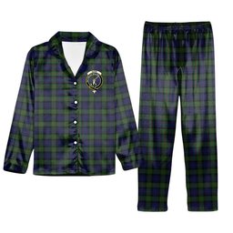 ScotsTee Shop Scottish Gunn Crest Tartan Pajama Satin Velvet Flannel Pajama Set