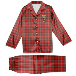 ScotsTee Shop Scottish Fraser Weathered Crest Tartan Pajama Satin Velvet Flannel Pajama Set