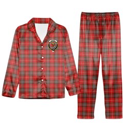 ScotsTee Shop Scottish Fraser Weathered Crest Tartan Pajama Satin Velvet Flannel Pajama Set