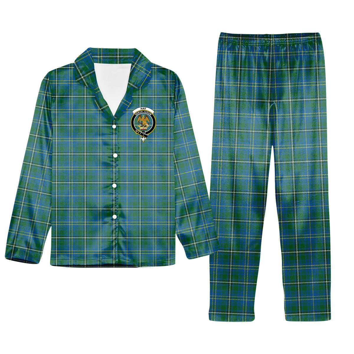 ScotsTee Shop Scottish Hay Hunting Modern Crest Tartan Pajama Satin Velvet Flannel Pajama Set