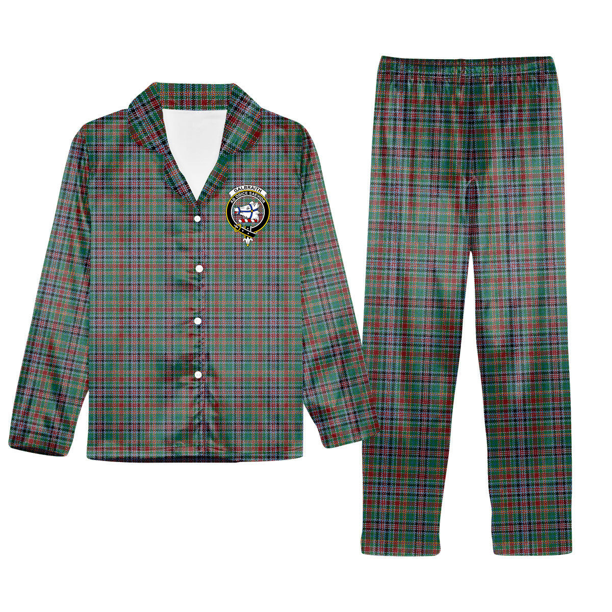 ScotsTee Shop Scottish Galbraith Old Ancient Crest Tartan Pajama Satin Velvet Flannel Pajama Set
