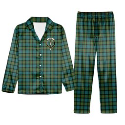 ScotsTee Shop Scottish Gunn Ancient Clan Crest Tartan Pajama Satin Velvet Flannel Pajama Set