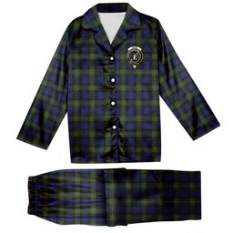 ScotsTee Shop Scottish Gunn Modern Crest Tartan Pajama Satin Velvet Flannel Pajama Set