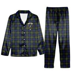ScotsTee Shop Scottish Gunn Modern Crest Tartan Pajama Satin Velvet Flannel Pajama Set
