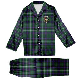 ScotsTee Shop Scottish MacDonald of the Isles Hunting Modern Crest Tartan Pajama Satin Velvet Flannel Pajama Set
