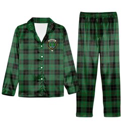 ScotsTee Shop Scottish MacArthur-Fox Hunting Ancient Crest Tartan Pajama Satin Velvet Flannel Pajama Set