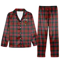 ScotsTee Shop Scottish MacDuff 5 Crest Tartan Pajama Satin Velvet Flannel Pajama Set