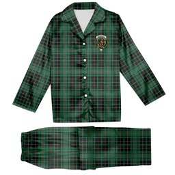 ScotsTee Shop Scottish MacAuley Hunting Ancient Crest Tartan Pajama Satin Velvet Flannel Pajama Set