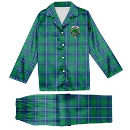 ScotsTee Shop Scottish Irvine Ancient Crest Tartan Pajama Satin Velvet Flannel Pajama Set