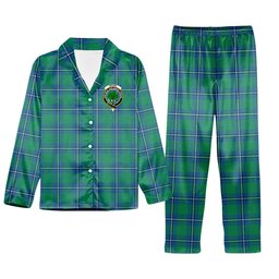 ScotsTee Shop Scottish Irvine Ancient Crest Tartan Pajama Satin Velvet Flannel Pajama Set