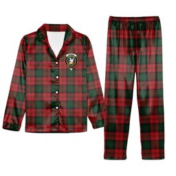 ScotsTee Shop Scottish Lindsay 2 Crest Tartan Pajama Satin Velvet Flannel Pajama Set