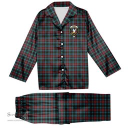 ScotsTee Shop Scottish Lindsay-McGee Ancient Clan Crest Tartan Pajama Satin Velvet Flannel Pajama Set