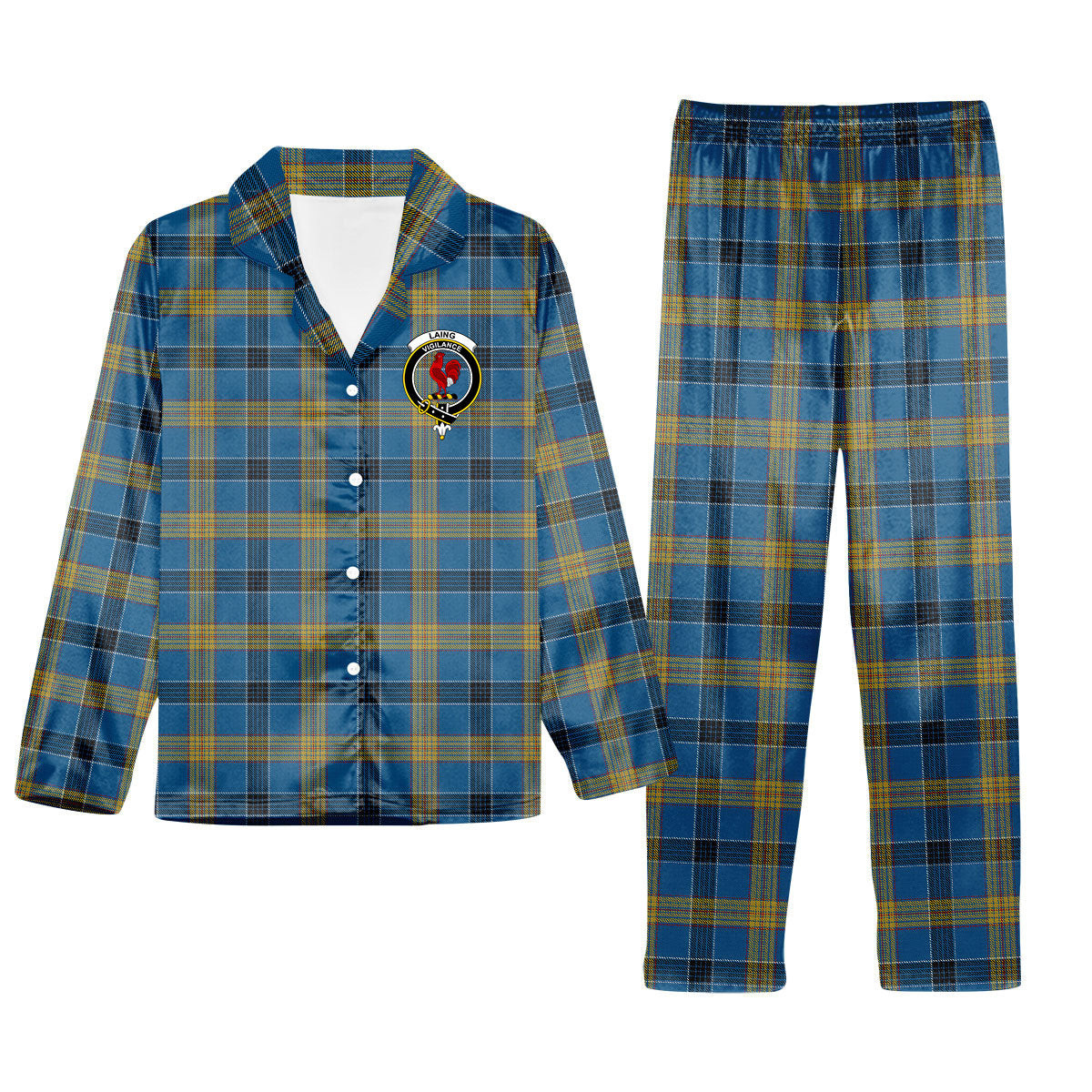 ScotsTee Shop Scottish Laing Crest Tartan Pajama Satin Velvet Flannel Pajama Set
