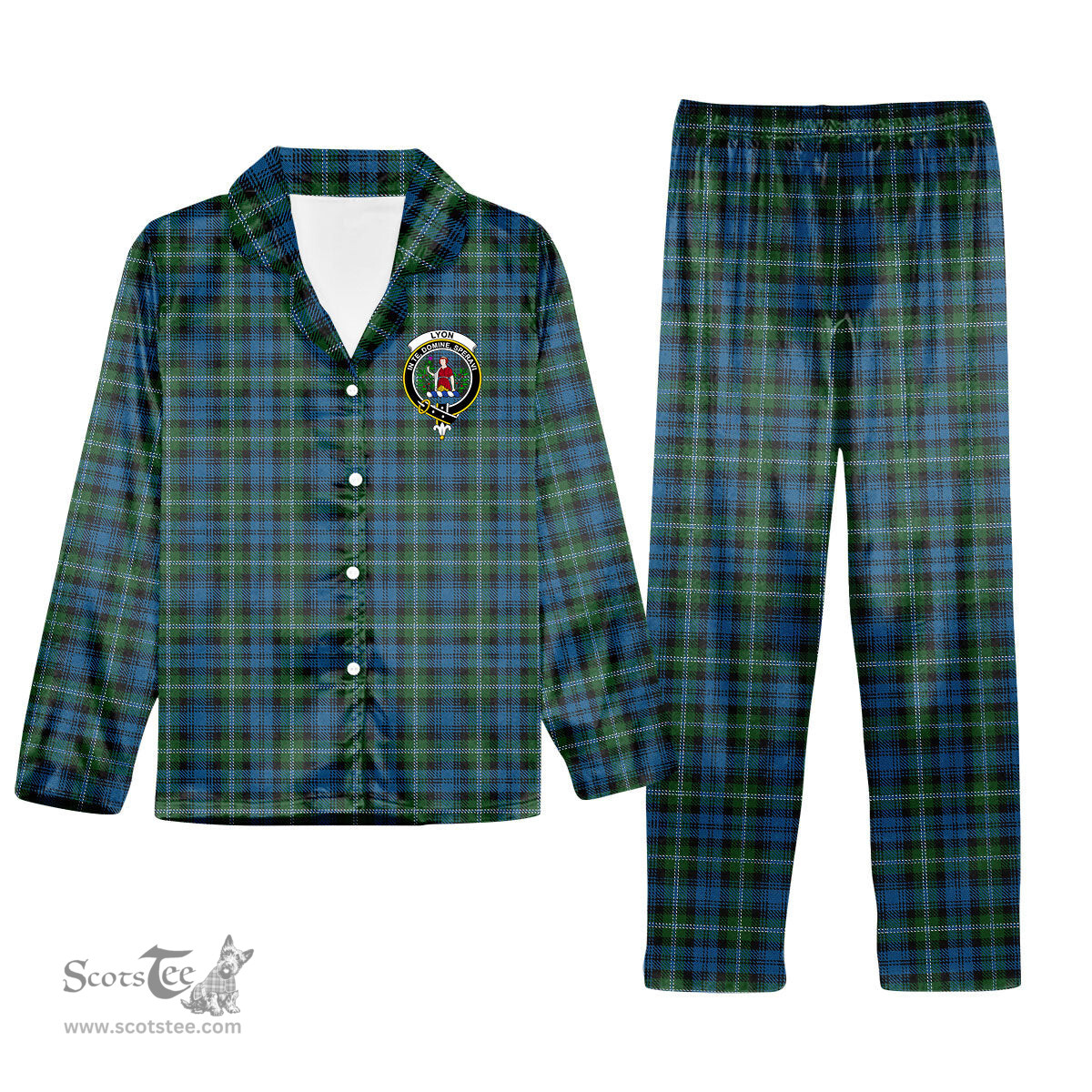 ScotsTee Shop Scottish Lyon Crest Tartan Pajama Satin Velvet Flannel Pajama Set