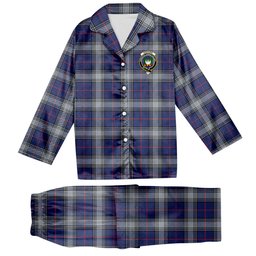 ScotsTee Shop Scottish Kinnaird Modern Crest Tartan Pajama Satin Velvet Flannel Pajama Set