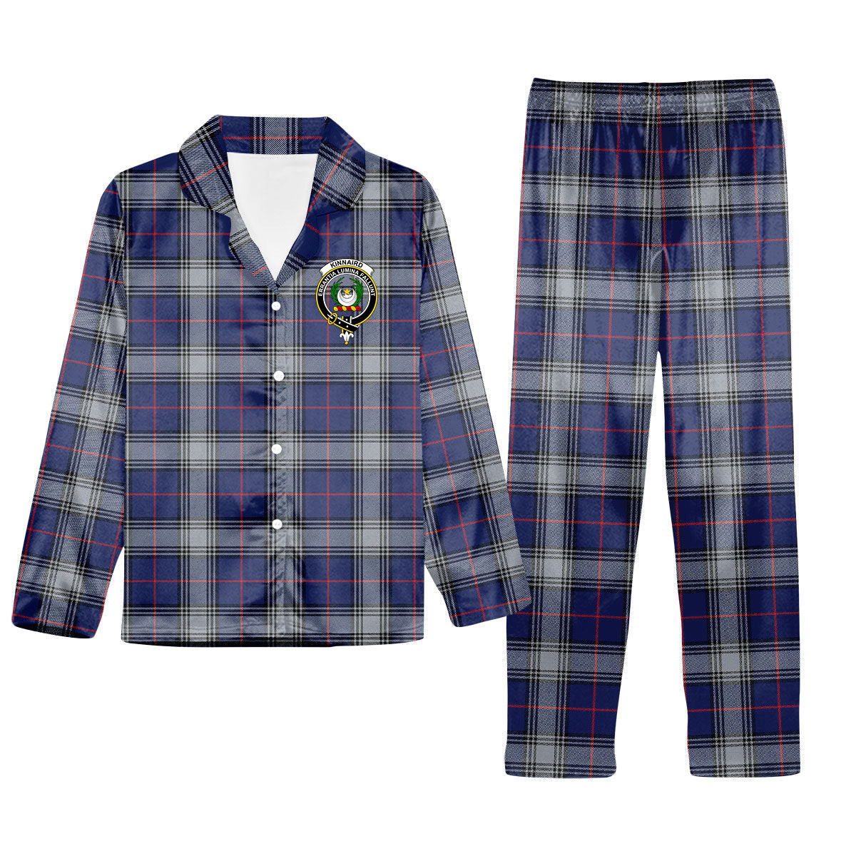 ScotsTee Shop Scottish Kinnaird Modern Crest Tartan Pajama Satin Velvet Flannel Pajama Set
