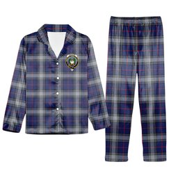 ScotsTee Shop Scottish Kinnaird Modern Crest Tartan Pajama Satin Velvet Flannel Pajama Set