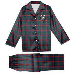 ScotsTee Shop Scottish Jardine Dress Modern Crest Tartan Pajama Satin Velvet Flannel Pajama Set