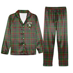 ScotsTee Shop Scottish Hunter Wilsons Crest Tartan Pajama Satin Velvet Flannel Pajama Set
