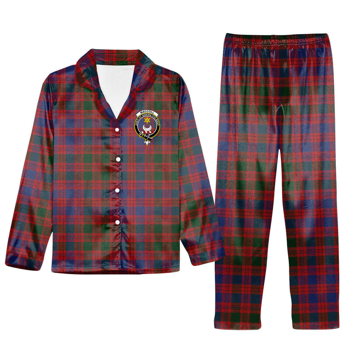 ScotsTee Shop Scottish MacColl Ancient Crest Tartan Pajama Satin Velvet Flannel Pajama Set