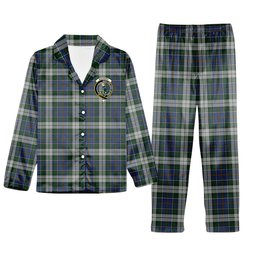 ScotsTee Shop Scottish MacInnes Dress Crest Tartan Pajama Satin Velvet Flannel Pajama Set