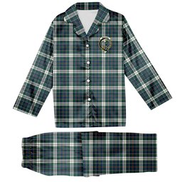 ScotsTee Shop Scottish MacInnes Dress Modern Crest Tartan Pajama Satin Velvet Flannel Pajama Set