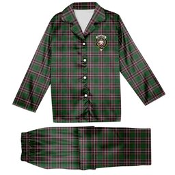 ScotsTee Shop Scottish MacFarlane Hunting Crest Tartan Pajama Satin Velvet Flannel Pajama Set