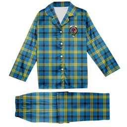 ScotsTee Shop Scottish Laing Modern Crest Tartan Pajama Satin Velvet Flannel Pajama Set