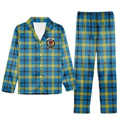 ScotsTee Shop Scottish Laing Modern Crest Tartan Pajama Satin Velvet Flannel Pajama Set