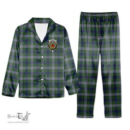 ScotsTee Shop Scottish Johnston Dress Dalgleish Crest Tartan Pajama Satin Velvet Flannel Pajama Set